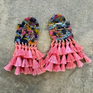 Tuckernuck Multi-Color Tassle Statement Earrings